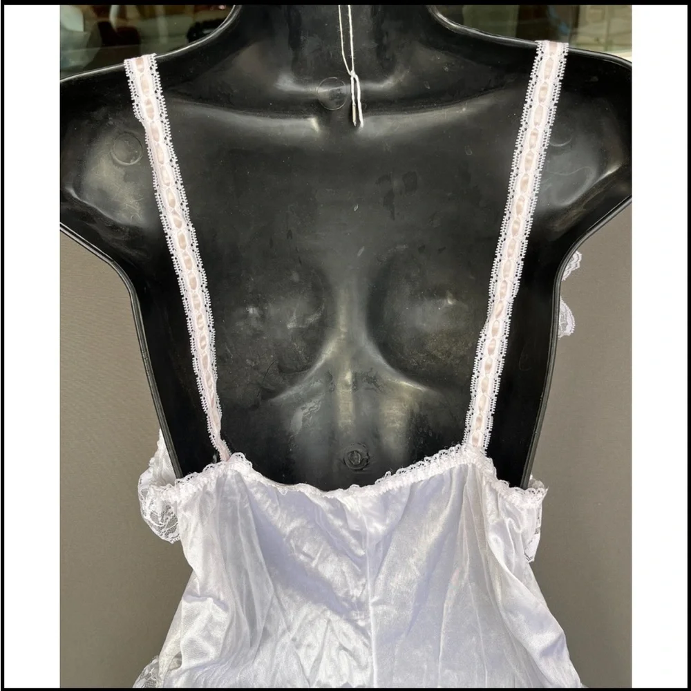 Vintage Delicates White & Pink Corset Lace Teddy L - Picture 4 of 6